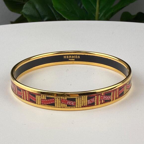 💎✨ Authentic Hermes Emailles Narrow Enamel Bangle 7 3/4 " - Picture 1 of 3